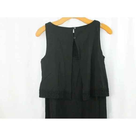 NWT J Jill Womens Black Wearever Collection Layered Crochet Lace Trim Dress XS - Picture 5 of 7